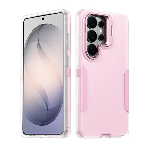 Samsung Galaxy S26 Ultra 5G Traveler Lens Frame Holder Phone Case - Semi-transparent Pink