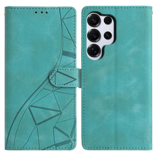 Samsung Galaxy S26 Ultra 5G Triangles Embossed Leather Phone Case - Green
