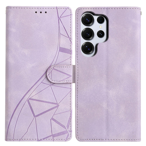 Samsung Galaxy S26 Ultra 5G Triangles Embossed Leather Phone Case - Purple