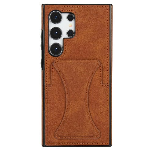 Samsung Galaxy S26 Ultra 5G Ultra-thin Shockproof Phone Protective Case with Holder - Brown