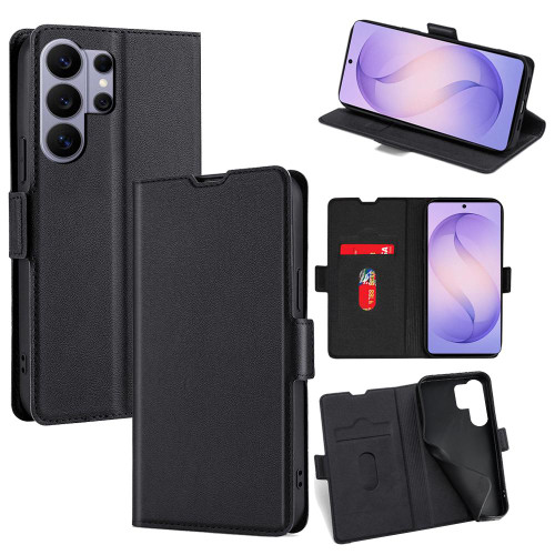 Samsung Galaxy S26 Ultra 5G Ultra-thin Voltage Side Buckle Horizontal Flip Leather Phone Case - Black