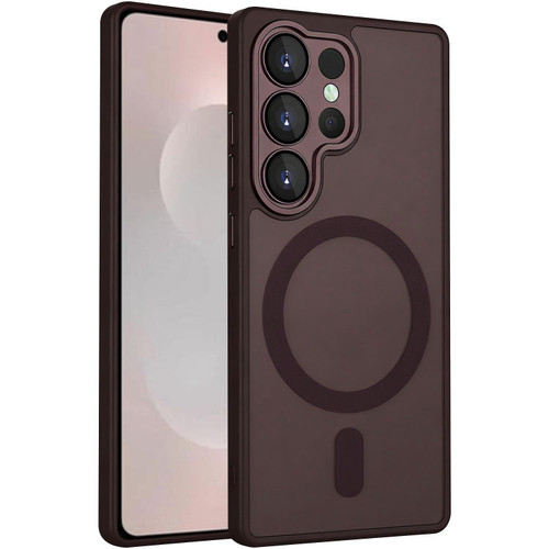 Samsung Galaxy S26 Ultra 5G XDcase Skin Feel Magnetic Frosted Phone Case with Lens Film - Brown