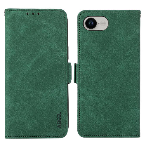 iPhone 16e / 17e ABEEL Frosted Magnetic RFID Leather Phone Case - Green