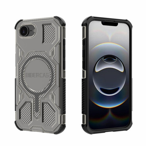 iPhone 16e / 17e BIBERCAS Transparent Color Series MagSafe Air Bag Shockproof Phone Case - Black