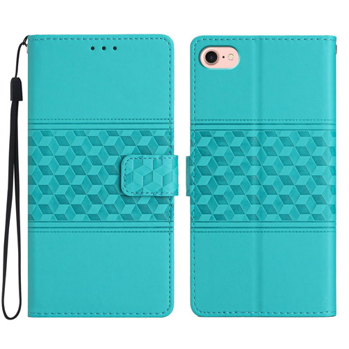 iPhone 16e / 17e Diamond Embossed Skin Feel Leather Phone Case - Blue