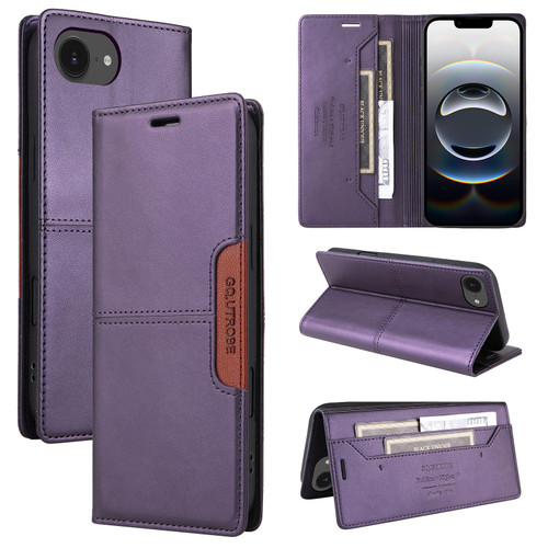 iPhone 16e / 17e GQUTROBE G01 RFID Anti-theft Leather Phone Case - Purple