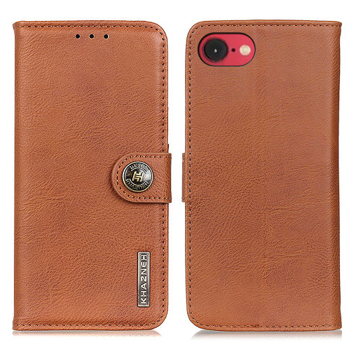 iPhone 16e / 17e KHAZNEH Cowhide Texture Horizontal Flip Leather Phone Case - Brown