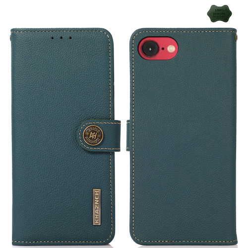 iPhone 16e / 17e KHAZNEH Custer Genuine Leather RFID Phone Case - Green