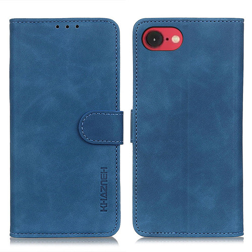 iPhone 16e / 17e KHAZNEH Retro Texture Leather Phone Case - Blue