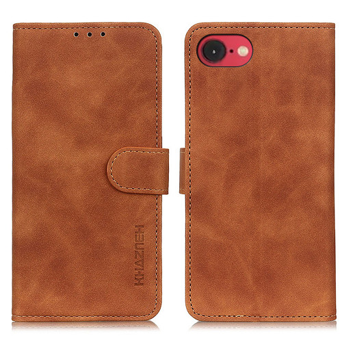 iPhone 16e / 17e KHAZNEH Retro Texture Leather Phone Case - Brown