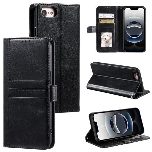 iPhone 16e / 17e Simple 6-Card Wallet Leather Phone Case - Black