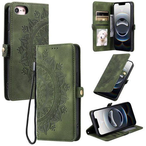iPhone 16e / 17e Skin Feel Totem Embossed Leather Phone Case - Deep Green