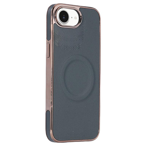 iPhone 16e Electroplating Soft Side Sticker Leather MagSafe Phone Case - Dark Green