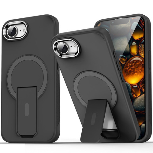 iPhone 17e / 16e Acrylic Hybrid TPU MagSafe Holder Phone Case - Black