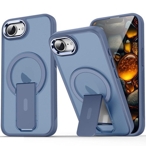 iPhone 17e / 16e Acrylic Hybrid TPU MagSafe Holder Phone Case - Dark Blue