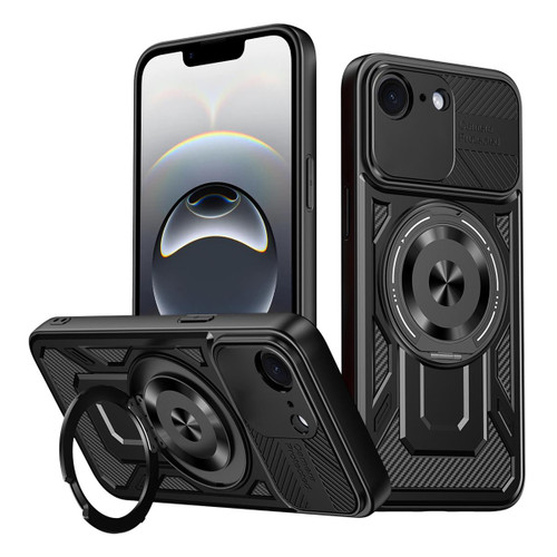 iPhone 17e / 16e Armor Rotating Holder MagSafe Phone Case - Black