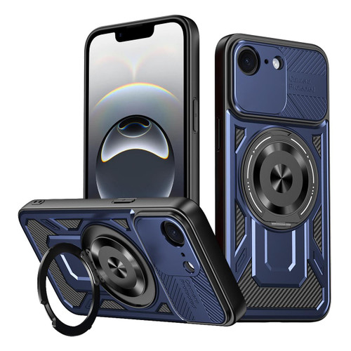 iPhone 17e / 16e Armor Rotating Holder MagSafe Phone Case - Blue