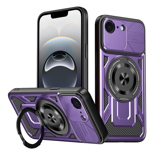 iPhone 17e / 16e Armor Rotating Holder MagSafe Phone Case - Purple
