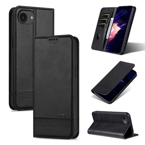 iPhone 17e / 16e AZNS Magnetic Calf Texture Flip Leather Phone Case - Black