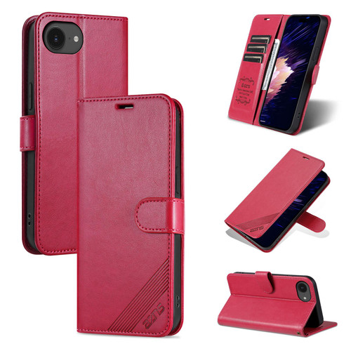 iPhone 17e / 16e AZNS Sheepskin Texture Flip Leather Phone Case - Red