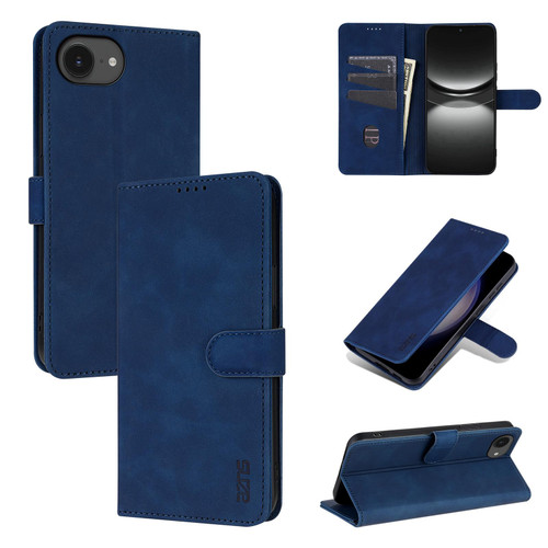 iPhone 17e / 16e AZNS Skin Feel Calf Texture Flip Leather Phone Case - Blue