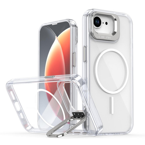 iPhone 17e / 16e Bright Color Clear MagSafe Lens Frame Holder Phone Case - White