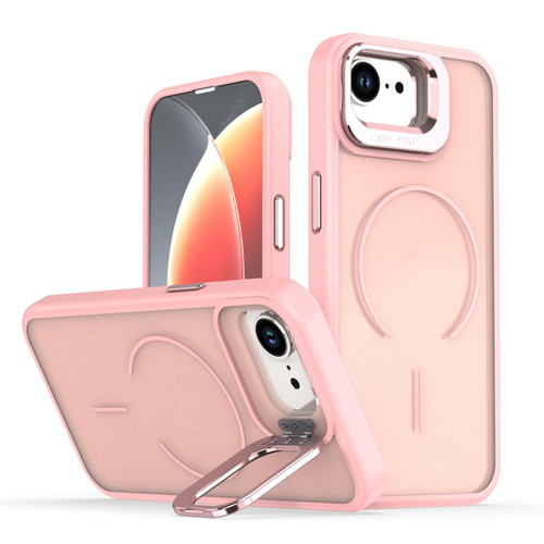 iPhone 17e / 16e Bright Color Frosted Skin-feel Camera Bracket Magsafe Phone Case - Pink