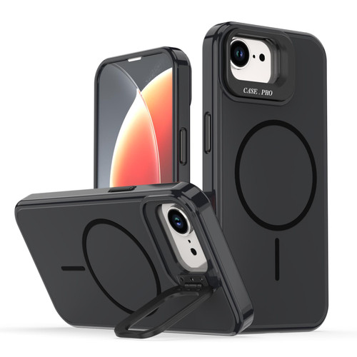 iPhone 17e / 16e Bright Color Imitation Camera Bracket Magsafe Phone Case - Midnight Black