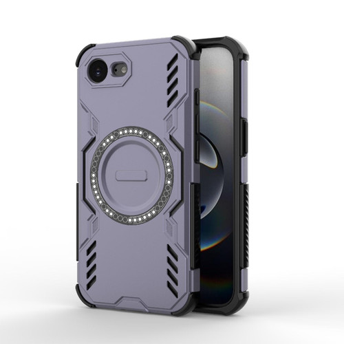 iPhone 17e / 16e Butterfly Armor MagSafe Magnetic Ring Shockproof Phone Case - Purple