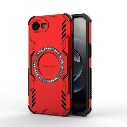 iPhone 17e / 16e Butterfly Armor MagSafe Magnetic Ring Shockproof Phone Case - Red