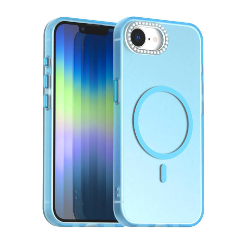 iPhone 17e / 16e Candy Diamond Magsafe Frosted PC Hybrid TPU Phone Case - Blue
