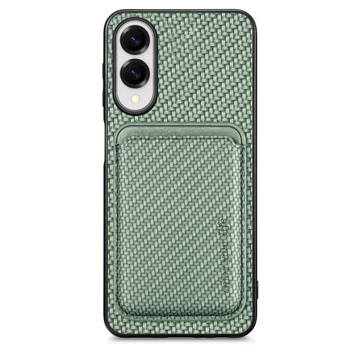iPhone 17e / 16e Carbon Fiber Leather Card Magsafe Phone Case - Green