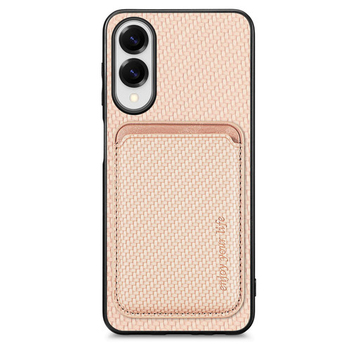 iPhone 17e / 16e Carbon Fiber Leather Card Magsafe Phone Case - Khaki