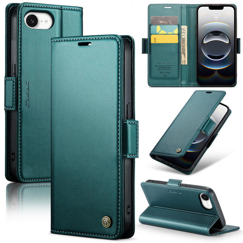 iPhone 17e / 16e CaseMe 023 Butterfly Buckle Litchi Texture RFID Anti-theft Leather Phone Case - Green