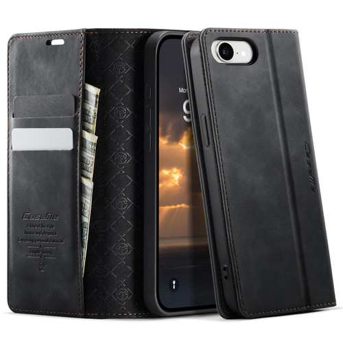 iPhone 17e / 16e CaseMe 033 Calf Leather Lining Microfibre RFID Blocking Phone Case - Black