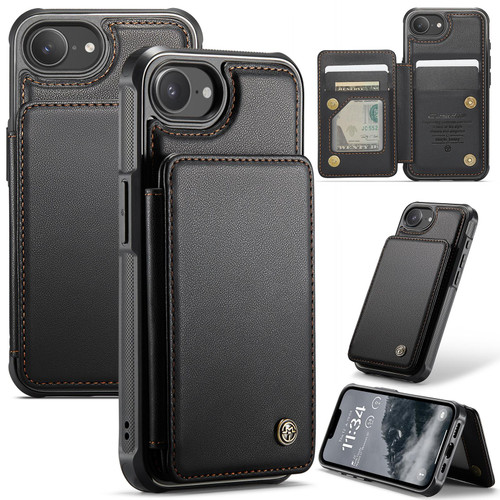iPhone 17e / 16e CaseMe C22 Card Slots Holder RFID Anti-theft Phone Case - Black