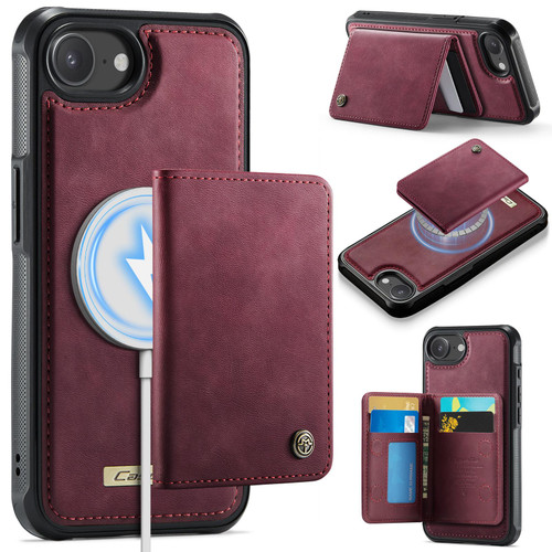 iPhone 17e / 16e CaseMe Me80 Series Detachable Wallet Magnetic RFID Vegan Leather Phone Case - Red