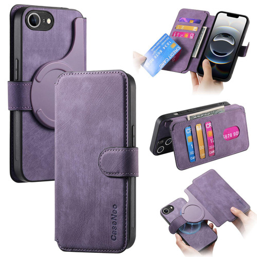 iPhone 17e / 16e CaseNeo MagSafe RFID Anti-theft Retro Leather Phone Case - Purple