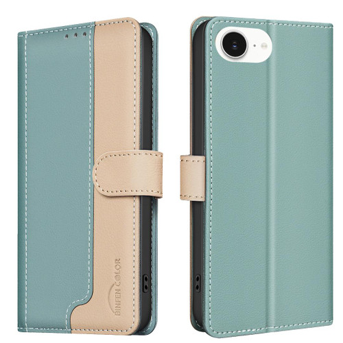 iPhone 17e / 16e Color Matching RFID Anti-theft Leather Phone Case - Green