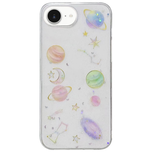 iPhone 17e / 16e Cosmic Star Glitter Epoxy TPU Phone Case - Transparent