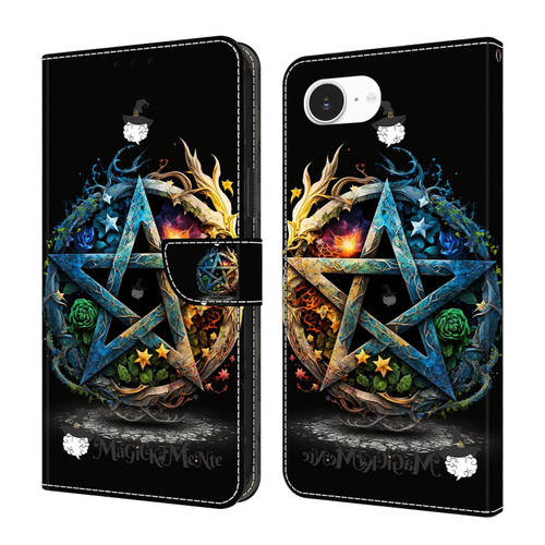 iPhone 17e / 16e Crystal-Like Painted Vegan Leather Phone Case - Pentagram
