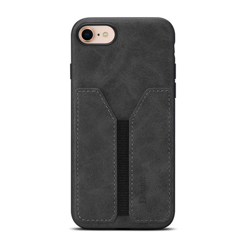 iPhone 17e / 16e Denior D07 DV Elastic Card Slot PU Back Cover Phone Case - Black