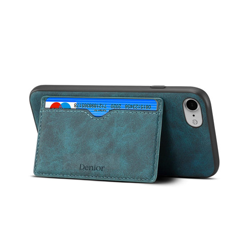 iPhone 17e / 16e Denior D08 PU Single Card Slot Holder Phone Case - Blue