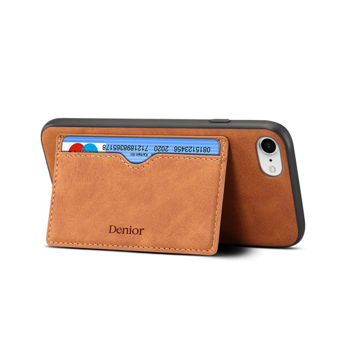 iPhone 17e / 16e Denior D08 PU Single Card Slot Holder Phone Case - Brown