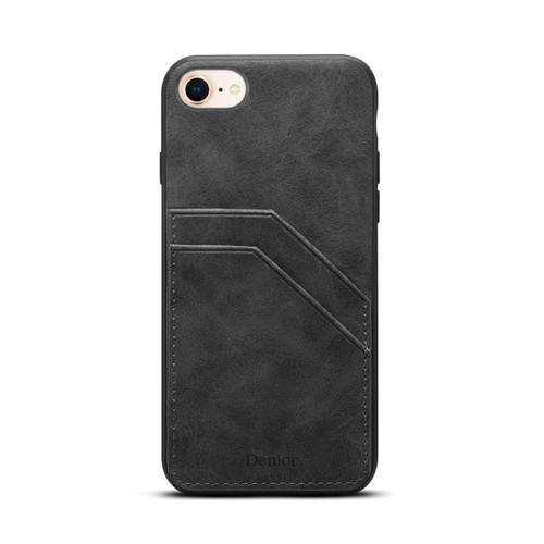 iPhone 17e / 16e Denior D09 PU Dual Card Slot Back Cover Phone Case - Black