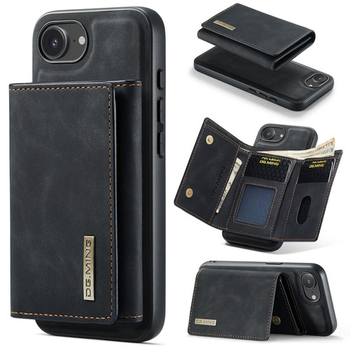 iPhone 17e / 16e DG.MING M1 Series 3-Fold Multi Card Wallet Leather Phone Case - Black