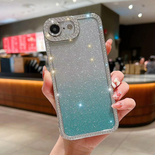 iPhone 17e / 16e Diamond Gradient Glitter Plated TPU Phone Case - Green