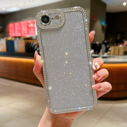 iPhone 17e / 16e Diamond Gradient Glitter Plated TPU Phone Case - Silver