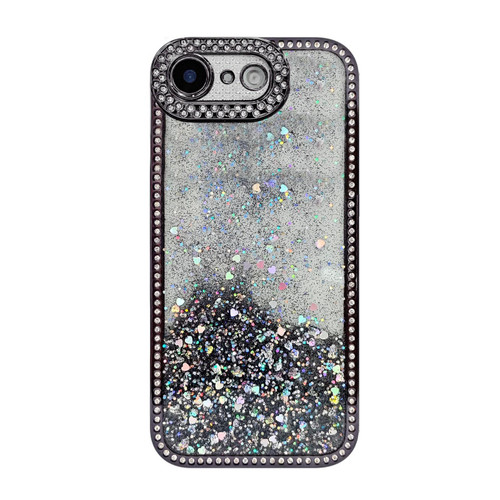 iPhone 17e / 16e Diamond Gradient Glitter Sequins Plated Phone Case - Black