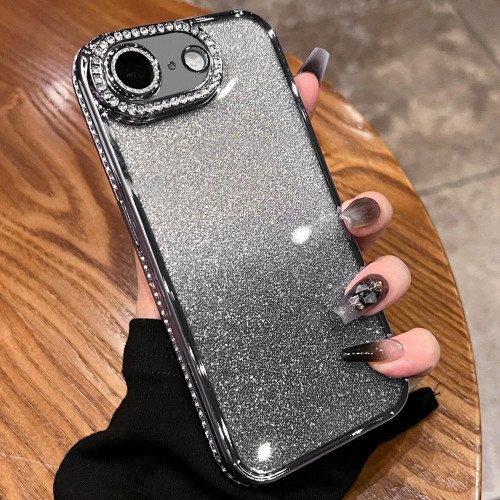iPhone 17e / 16e Diamond Gradient Glitter TPU Phone Case - Gradient Black